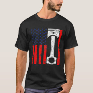 Usa American Flag Piston Car Enthusiast For Men Wo T-Shirt