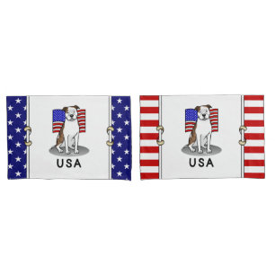 USA American Flag Pit Bull (lt brindle white 3) Pillowcase
