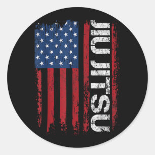 USA American Flag Police Patriotic Jiu Jitsu Classic Round Sticker