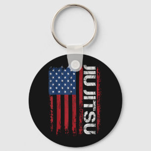 USA American Flag Police Patriotic Jiu Jitsu Key Ring