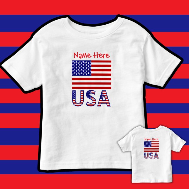 USA American Flag Red Personalised Toddler T-Shirt (Creator Uploaded)