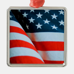 USA American Flag Red White and Blue Metal Ornament