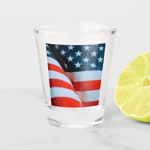 USA American Flag Red White and Blue Shot Glass