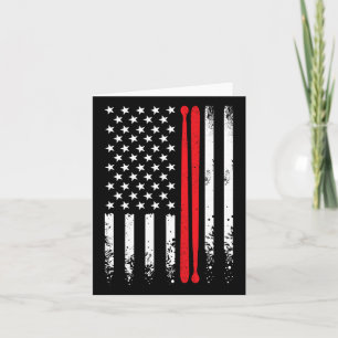 Usa American Flag Retro Music Drummer Drum Stick 4 Card