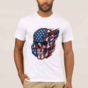 USA American Flag Skull Men's Patriotic T-Shirt