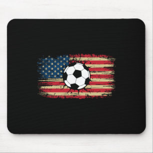 Usa American Flag Soccer Ball Burst Patriotic Foot Mouse Pad