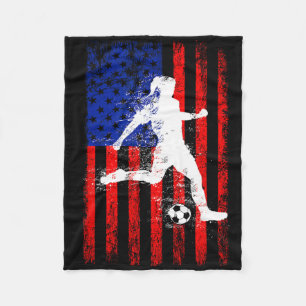 Usa American Flag Soccer Shirt For Girls Women  Fleece Blanket