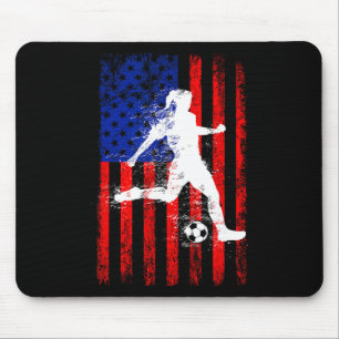 Usa American Flag Soccer Shirt For Girls Women Mouse Pad