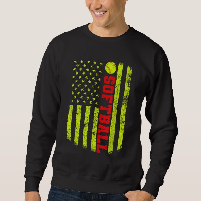 USA American Flag Softball Sweatshirt (Front)