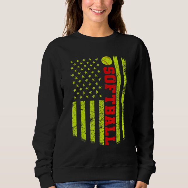 USA American Flag Softball Sweatshirt (Front)