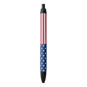USA American Flag Stars and Stripes Black Ink Pen