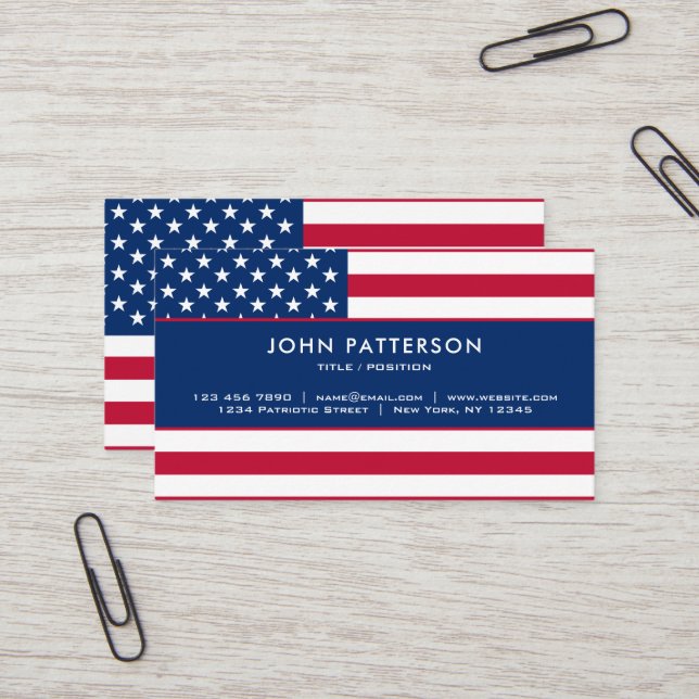 USA American Flag Stars and Stripes Business Card (Front/Back In Situ)