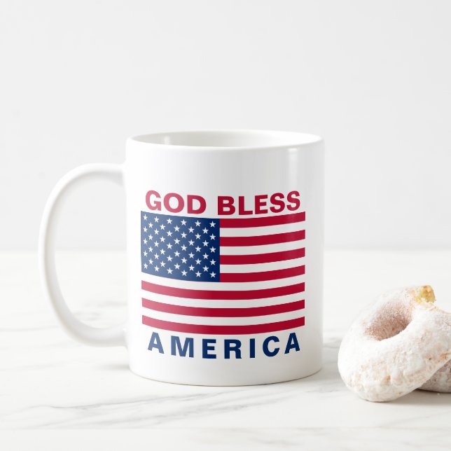 USA American Flag Stars and Stripes Coffee Mug (With Donut)