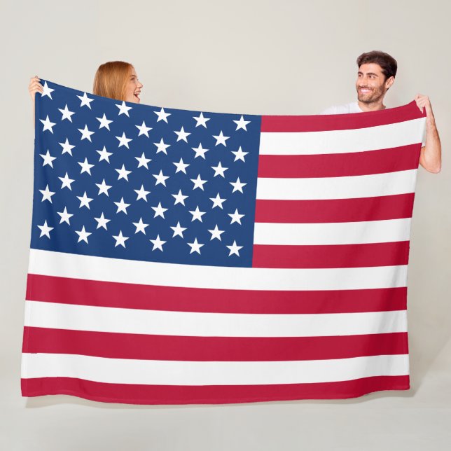 USA American Flag Stars and Stripes Fleece Blanket (In Situ)