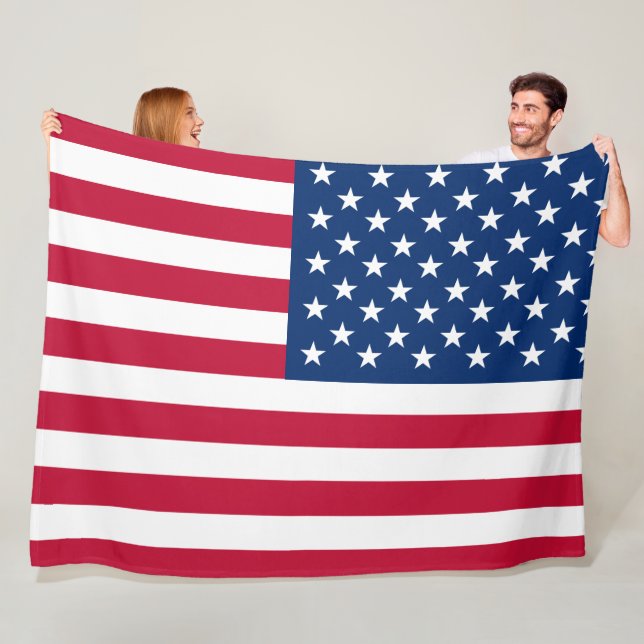 USA American Flag Stars and Stripes Fleece Blanket (In Situ)