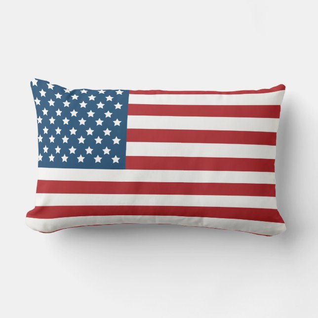 USA American Flag Stars and Stripes Lumbar Cushion (Front)