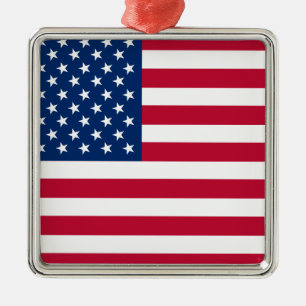 USA American Flag Stars and Stripes Metal Ornament
