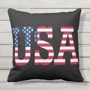 USA American Flag Stars and Stripes Outdoor Pillow