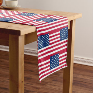 USA American Flag Stars and Stripes Short Table Runner