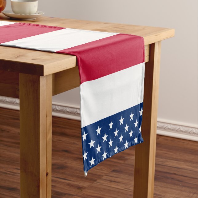 USA American Flag Stars and Stripes Short Table Runner (In Situ)