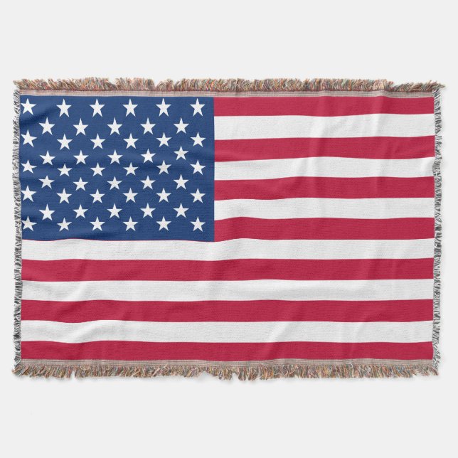 USA American Flag Stars and Stripes Throw Blanket (Front)
