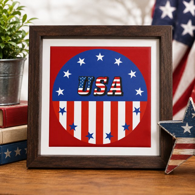 USA - American Flag & Stars in Circle Ceramic Tile (USA - American Flag & Stars in Circle Ceramic Tile)