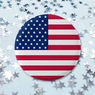 USA American Flag Stars Patriotic Round Pin Button