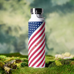 USA American Flag Stars Stripes Custom Monogrammed Water Bottle<br><div class="desc">The all American, Stars and Stripes, Old Glory, Star-Spangled Banner, USA flag, custom, personalised, cool, chic, stylish, beautiful faux gold script / typography name / monogram / initials, classy, spill-proof, stainless steel, condensation-resistant exterior, monogrammed matte black durable double-wall Thor Copper Vacuum Insulated Bottle that keeps beverages hot for 12 hours...</div>