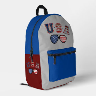 USA American Flag Sunglasses Veteran 4th Of July Printed Backpack