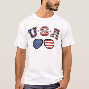 USA American Flag Sunglasses Veteran 4th Of July T-Shirt