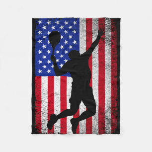 Usa american flag tennis for men women fleece blanket