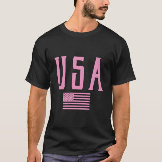 Usa American Flag Text K Print T-Shirt