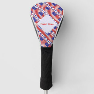 USA American Flag Tiled Red Personalised Golf Head Cover