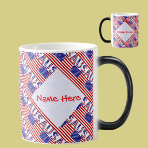 USA American Flag Tiled Red Personalized  Magic Mug