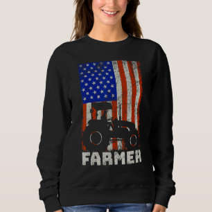 USA American Flag Tractors Farming Sweatshirt