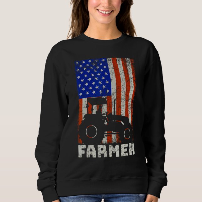 USA American Flag Tractors Farming Sweatshirt (Front)