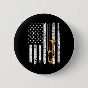 Usa American Flag Trombone - Trombonist Music Love 6 Cm Round Badge