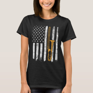Usa American Flag Trombone - Trombonist Music Love T-Shirt