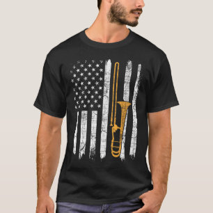 Usa American Flag Trombone - Trombonist Music Love T-Shirt