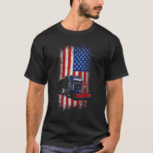 Usa American flag Truck driver 4th Of July T-Shirt