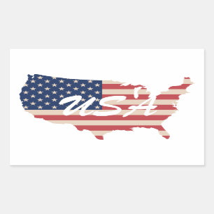 USA American Flag United States Map July 4th Rectangular Sticker
