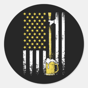 Usa American Flag Vintage Craft Beer Brewery 4th O Classic Round Sticker
