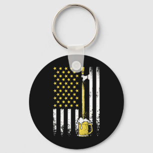 Usa American Flag Vintage Craft Beer Brewery 4th O Key Ring