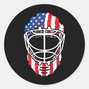 Usa American Flag Vintage Hockey Goalie Mask 4th O Classic Round Sticker