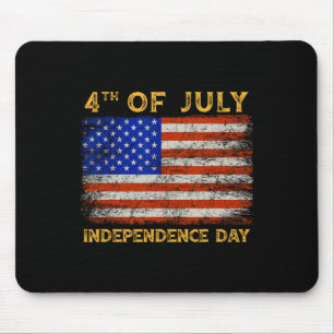 Usa American Flag Vintage Hockey Goalie Mask 4th O Mouse Pad