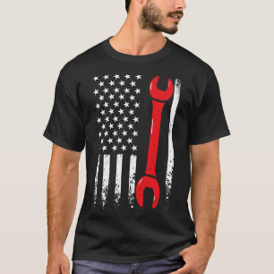 Usa American Flag Vintage Mechanic Wrench 4th Of J T-Shirt