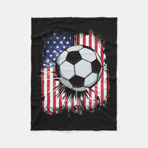 Usa American Flag Vintage Soccer 4th Of July Patri Fleece Blanket