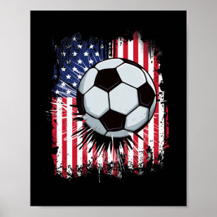 Usa American Flag Vintage Soccer 4th Of July Patri Poster