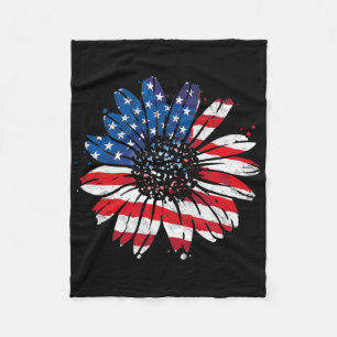 Usa American Flag Vintage Sunflower Happy 4th Of J Fleece Blanket