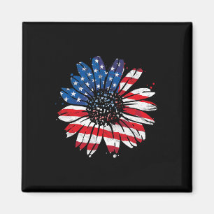 Usa American Flag Vintage Sunflower Happy 4th Of J Magnet